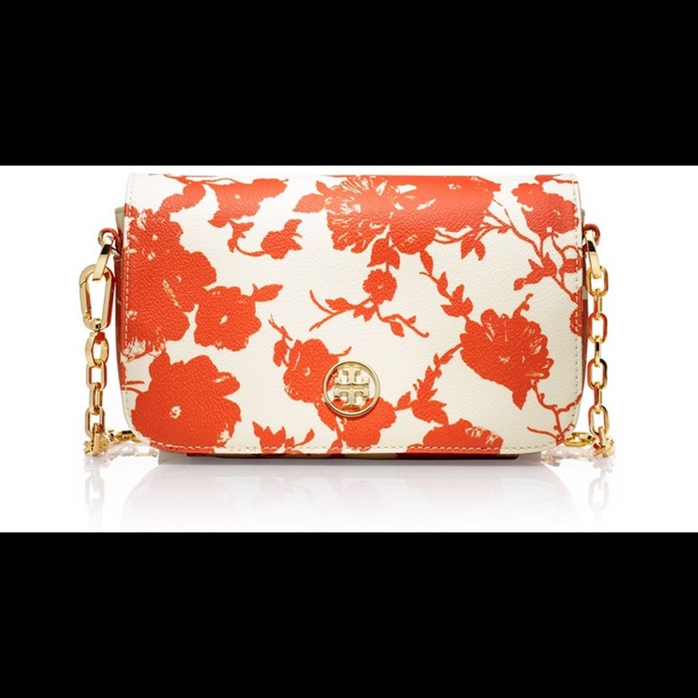 Tory Burch Orange Printed Robinson Chain Minibag🧡
